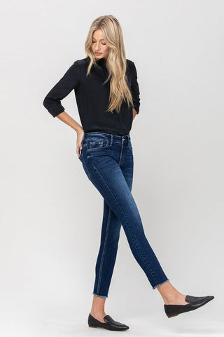 Flying Monkey Mid Rise Raw Hem Crop Skinny *Online Only* - Premium Jeans at Lonnys NY - Just $71.79! Shop Womens clothing now 