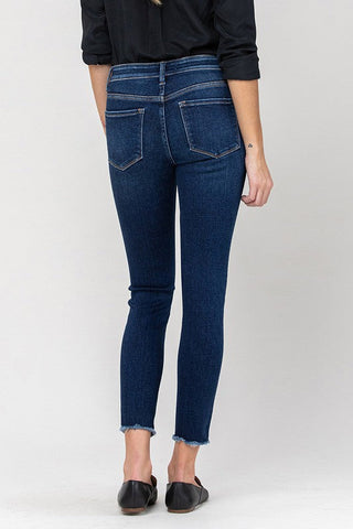 Flying Monkey Mid Rise Raw Hem Crop Skinny *Online Only* - Premium Jeans at Lonnys NY - Just $71.79! Shop Womens clothing now 