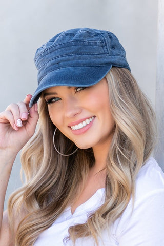 Distressed Cadet Hat Cap  *Online Only* - Premium  at Lonnys NY - Just $25! Shop Womens clothing now 