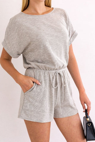 Short Roll-Up Sleeve Elastic Waist Romper * Online Only* - Premium  from Gilli - Just $65! Shop now 