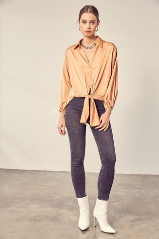 FRONT TIE SHIRT  *Online Only* - Premium  at Lonnys NY - Just $60! Shop Womens clothing now 