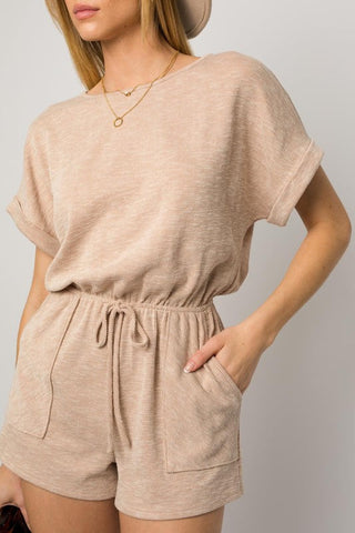Short Roll-Up Sleeve Elastic Waist Romper * Online Only* - Premium  at Lonnys NY - Just $65! Shop Womens clothing now 