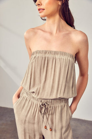 Raw Edge Detail Tube Jumpsuit  *Online Only* - Premium  at Lonnys NY - Just $72.88! Shop Womens clothing now 