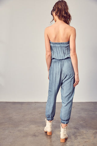 Raw Edge Detail Tube Jumpsuit  *Online Only* - Premium  at Lonnys NY - Just $72.88! Shop Womens clothing now 