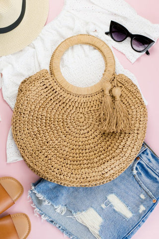 Straw Tassel O-Ring Tote - Premium  from Aili's Corner - Just $60! Shop now 