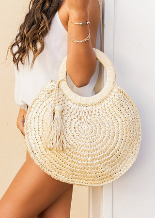 Straw Tassel O-Ring Tote - Premium  from Aili's Corner - Just $60! Shop now 
