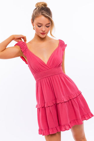 Cap Sleeve Ruffle Mini Dress *Online Only* - Premium dresses at Lonnys NY - Just $64.58! Shop Womens clothing now 
