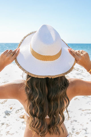 Fray-Edge Rattan Band Straw Hat *Online Only* - Premium hats at Lonnys NY - Just $40! Shop Womens clothing now 