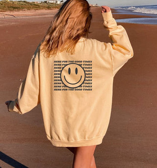 Here For the Good Times Comfort Color Sweatshirt *Online Only* - Premium  at Lonnys NY - Just $91! Shop Womens clothing now 