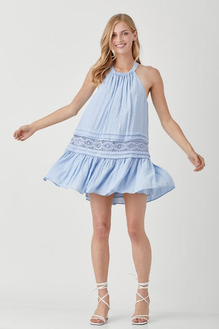 Halter Neck Trim Lace with Folded Detail Dress  *Online Only* - Premium  at Lonnys NY - Just $38.50! Shop Womens clothing now 