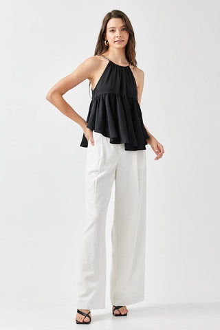 Halter Neck with Back Strap Flared Top  *Online Only* - Premium  at Lonnys NY - Just $62! Shop Womens clothing now 