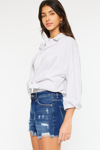 High Rise No Stitch Frayed Hem Shorts  *Online Only* - Premium  at Lonnys NY - Just $60! Shop Womens clothing now 