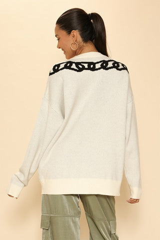 Lock and key chain cardigan *Online Only* - Premium  at Lonnys NY - Just $64.68! Shop Womens clothing now 