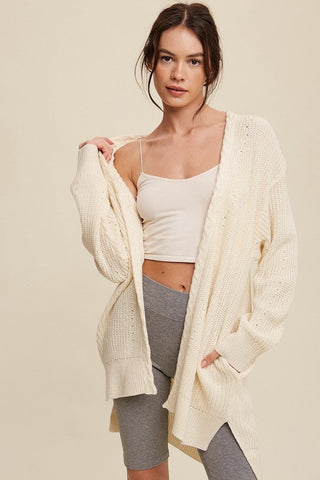 Cable Knit Open Front Long Cardigan *Online Only* - Premium  from Listicle - Just $66! Shop now 
