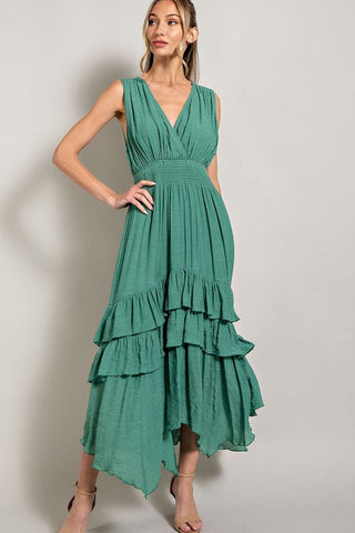 V-Neck Ruffle Maxi Dress *Online Only* - Premium  from eesome - Just $68.05! Shop now 