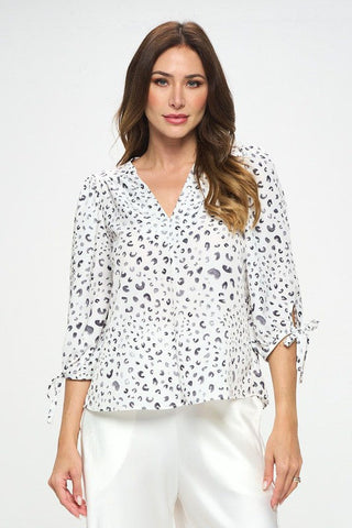 Made in USA Print Top with Self Tie Sleeves *Online Only* - Premium  from Renee C. - Just $75! Shop now 