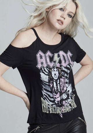 AC/DC Razors Edge Tour Cold Shoulder Band Tee *Online Only* - Premium Shirts & Tops at Lonnys NY - Just $60! Shop Womens clothing now 