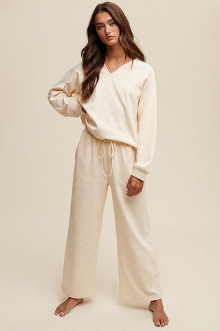 V-neck Sweatshirt and Pants Set *Online Only* - Premium  at Lonnys NY - Just $93! Shop Womens clothing now 