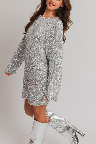 Long Sleeve Sequin Mini Dress  *Online Only* - Premium  at Lonnys NY - Just $93.33! Shop Womens clothing now 