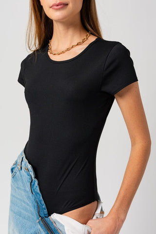 Round Neck Short Sleeve Bodysuit *Online Only* - Premium Shirts & Tops at Lonnys NY - Just $38! Shop Womens clothing now 