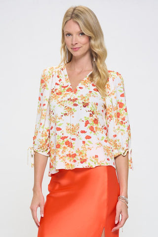 Made in USA Flower Print V neck Top *Online Only* - Premium  from Renee C. - Just $80! Shop now 