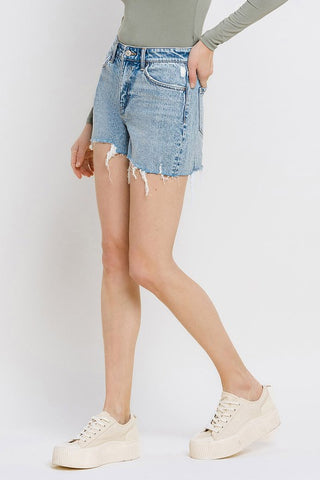 High Rise Raw Hem Shorts *ONLINE ONLY* - Premium  at Lonnys NY - Just $59.83! Shop Womens clothing now 