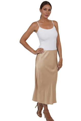 Love Token Satin Midi Skirt - Premium Skirts at Lonnys NY - Just $135! Shop Womens clothing now 