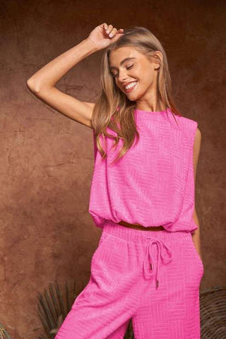 Velvet Sleeveless Round Neck Top and Pants Set  *Online Only* - Premium  at Lonnys NY - Just $90.30! Shop Womens clothing now 