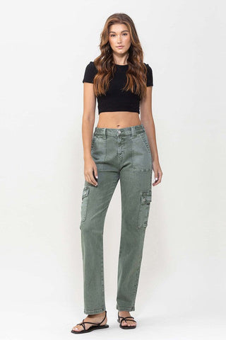 Flying Monkey Mid Rise Straight Jeans with Cargo Pocket Detail *Online Only* - Premium  at Lonnys NY - Just $81! Shop Womens clothing now 