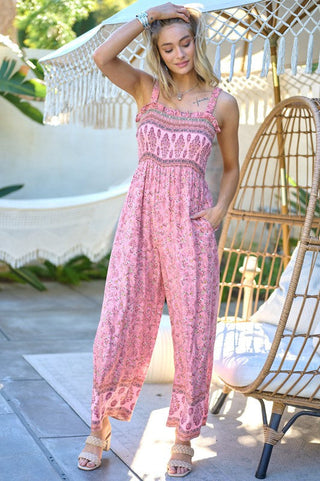 Floral Smocked Detail With Ruffle Jumpsuit *Online Only* - Premium  at Lonnys NY - Just $64.99! Shop Womens clothing now 