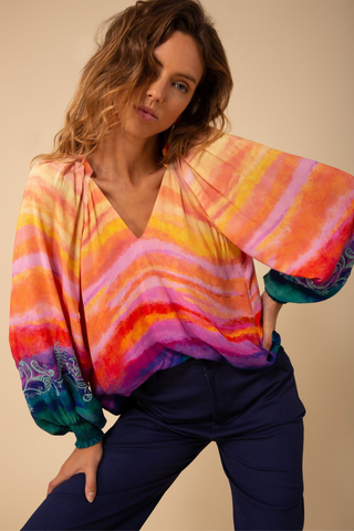 Hale Bob Long Sleeve Bailey Coral Top - Premium Shirts & Tops at Lonnys NY - Just $238! Shop Womens clothing now 