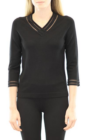 Lonnys 3/4 Sleeve Black Pullover - Premium sweater at Lonnys NY - Just $110! Shop Womens clothing now 