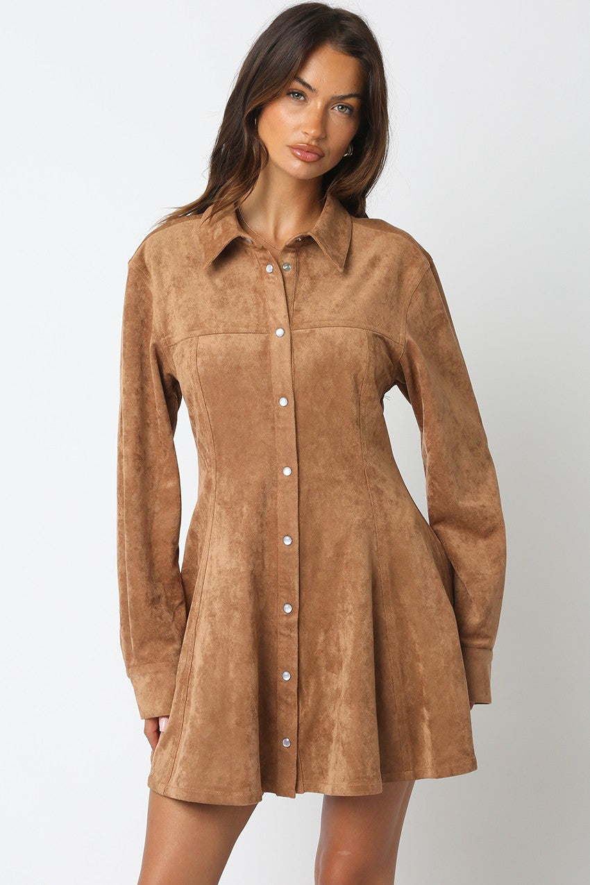 Kira Suede Dress, Light Brown M