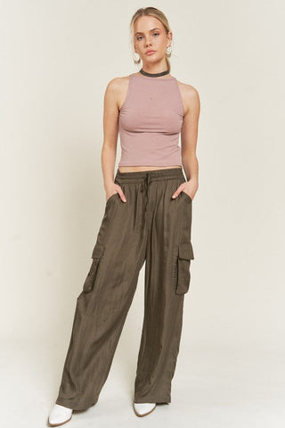 SATIN CARGO PANTS  *Online Only* - Premium  at Lonnys NY - Just $75! Shop Womens clothing now 