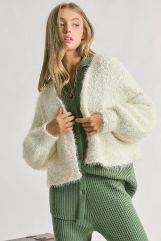 Solid V Neck Cardigan  *Online Only* - Premium  at Lonnys NY - Just $73! Shop Womens clothing now 