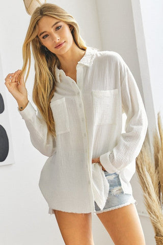 Solid Button Down Long Sleeve Shirt *Online Only* - Premium  from Davi & Dani - Just $62! Shop now 