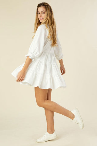 Tiered mini dress with tassel  *Online Only* - Premium  from Lilou - Just $48! Shop now 