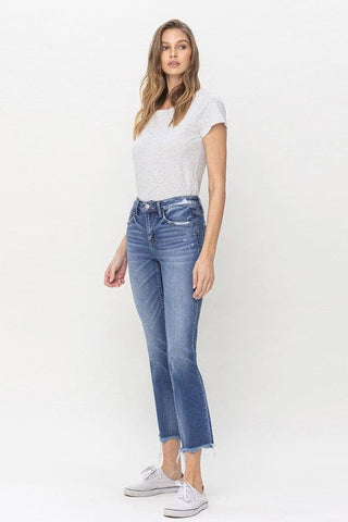 Mid Rise Crop Slim Straight Jeans *Online Only* - Premium Jeans at Lonnys NY - Just $90! Shop Womens clothing now 