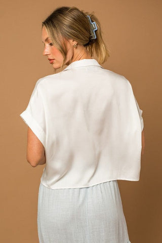 Satin Boxy Button Down Blouse *Online Only* - Premium  at Lonnys NY - Just $49.50! Shop Womens clothing now 