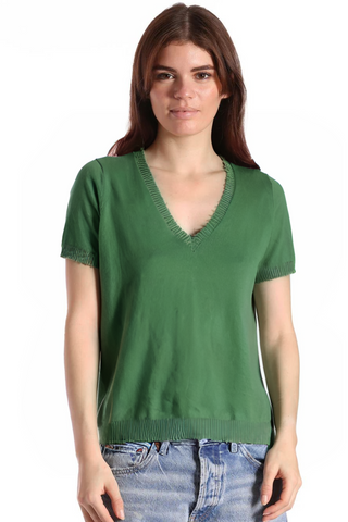 Minnie Rose Cotton Cashmere Frayed V-Neck tee - Premium tops from Minnie Rose - Just $156! Shop now 