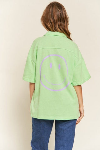 SMILE FACE BACK SHIRTS TOP  *Online Only* - Premium  at Lonnys NY - Just $75! Shop Womens clothing now 