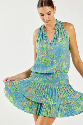 Madison Floral Sleeveless Split Neck Mini Dress - Premium dresses from MADISON - Just $108! Shop now 