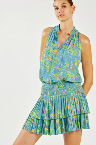 Madison Floral Sleeveless Split Neck Mini Dress - Premium dresses from MADISON - Just $108! Shop now 