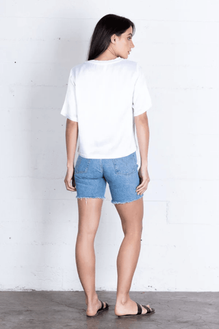 La Made Nights In The City Silk Tee - Premium Shirts & Tops at Lonnys NY - Just $88! Shop Womens clothing now 