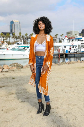 Tie-Dye Longline Kimono with Full Sleeves *Online Only* - Premium kimonos at Lonnys NY - Just $46! Shop Womens clothing now 