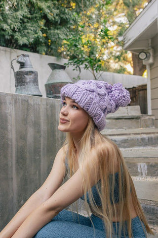 Oversized Chunky Knit Pom Beanie *Online Only* - Premium  at Lonnys NY - Just $35! Shop Womens clothing now 