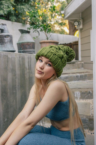 Oversized Chunky Knit Pom Beanie *Online Only* - Premium  from Leto Accessories - Just $35! Shop now 