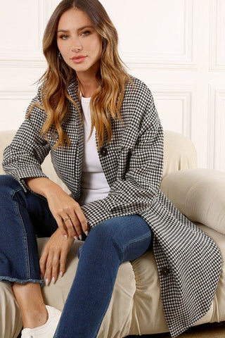 Hound tooth long shacket *Online Only* - Premium  at Lonnys NY - Just $60! Shop Womens clothing now 