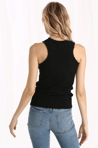 Minnie Rose Cotton Cashmere Frayed Tank - Premium Shirts & Tops from Minnie Rose - Just $92! Shop now 