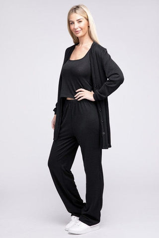 Solid Tank Top & Pants & Cardigan * Online Only* - Premium  at Lonnys NY - Just $40! Shop Womens clothing now 